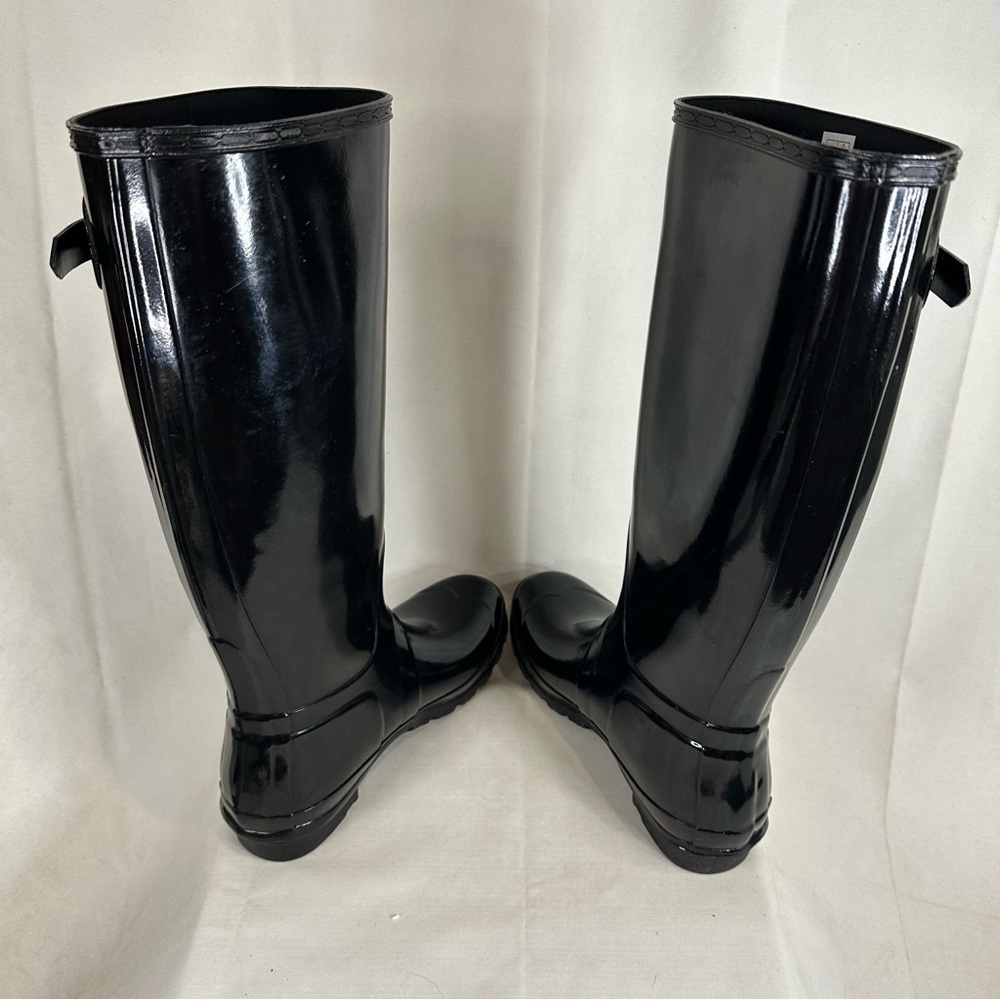 HUNTER Women’s Size 9 Boots Original Tall Waterproof Black Rain Buckle Black - Picture 8 of 16